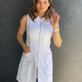 Jaleca Lotus – Jaleco Feminino Sem Mangas com Zíper Frontal