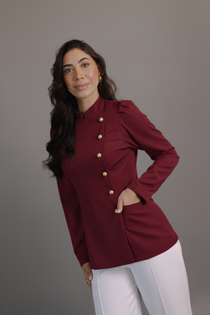 Dólmã Joana — elegância com botões laterais