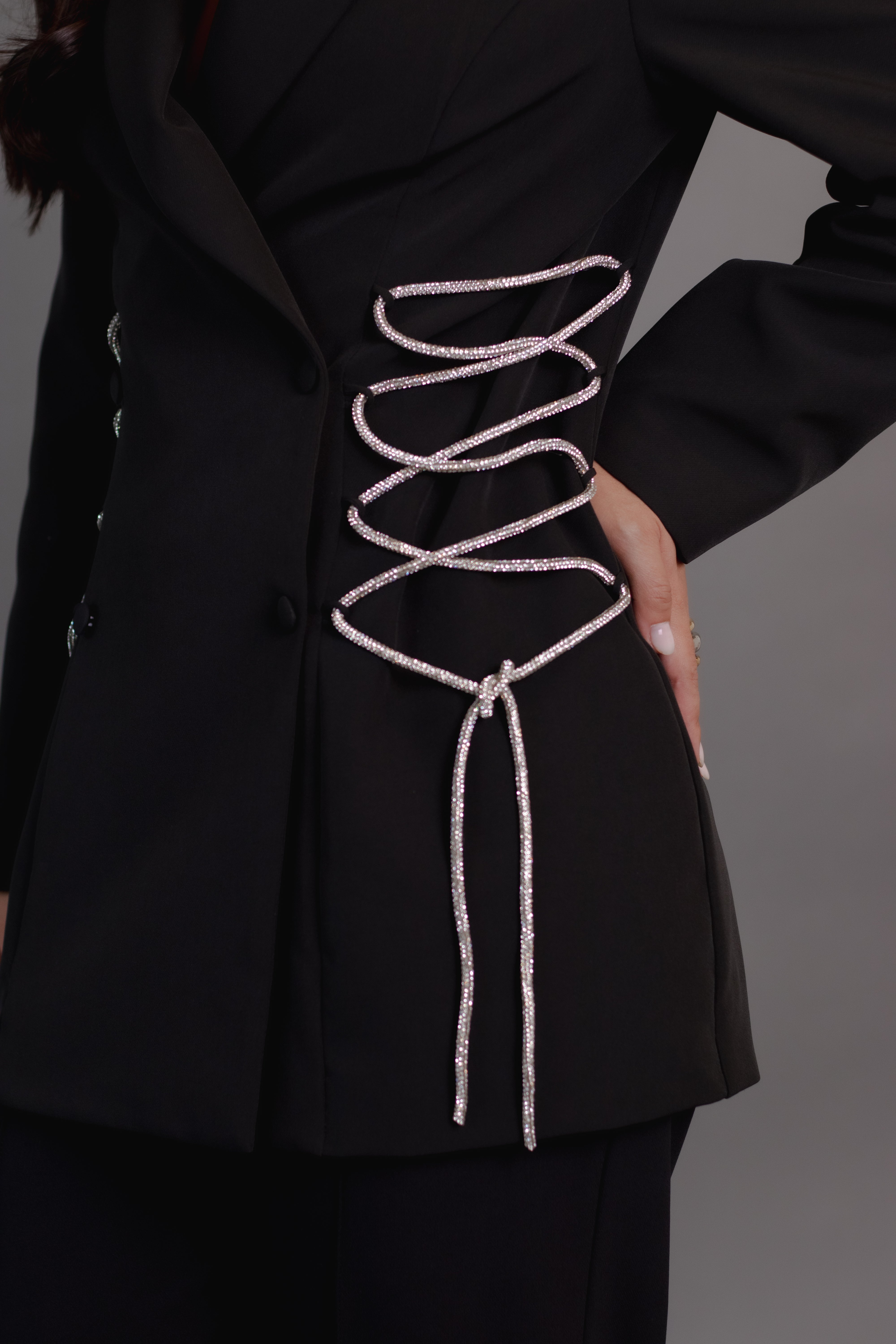 Fato Dubai — blazer alfaiataria com brilho lateral