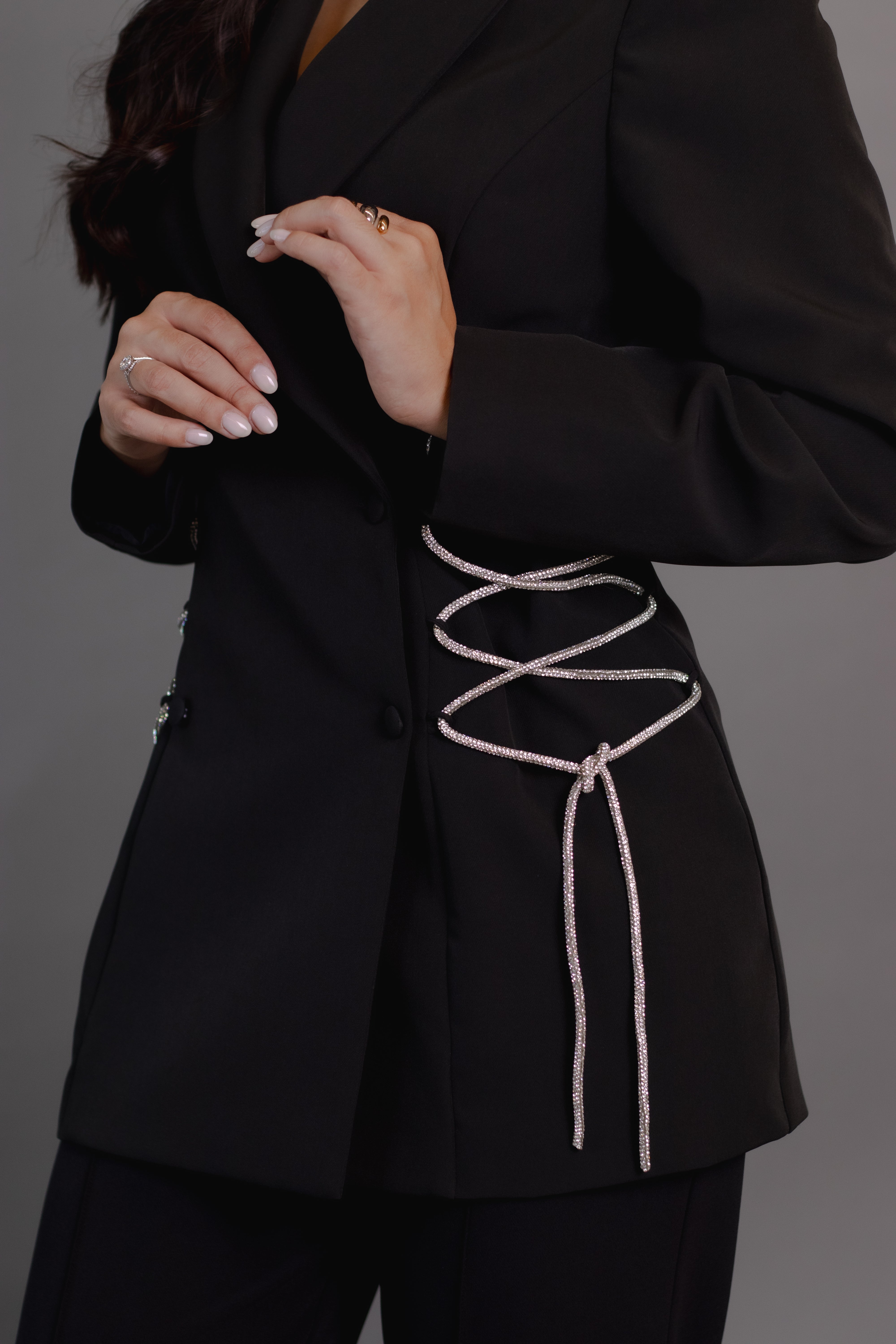 Fato Dubai — blazer alfaiataria com brilho lateral