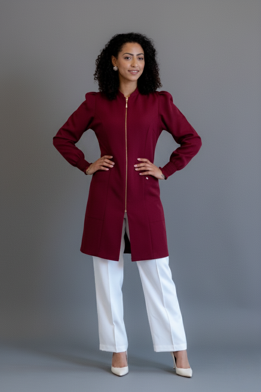 Jaleca Amora – Jaleco Feminino Moderno com Mangas Estruturadas