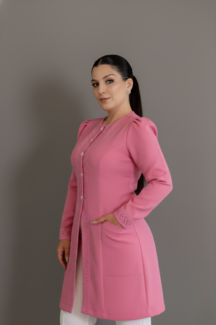 Jaleca Bianca – Jaleco Feminino com Renda e Detalhes Sofisticados