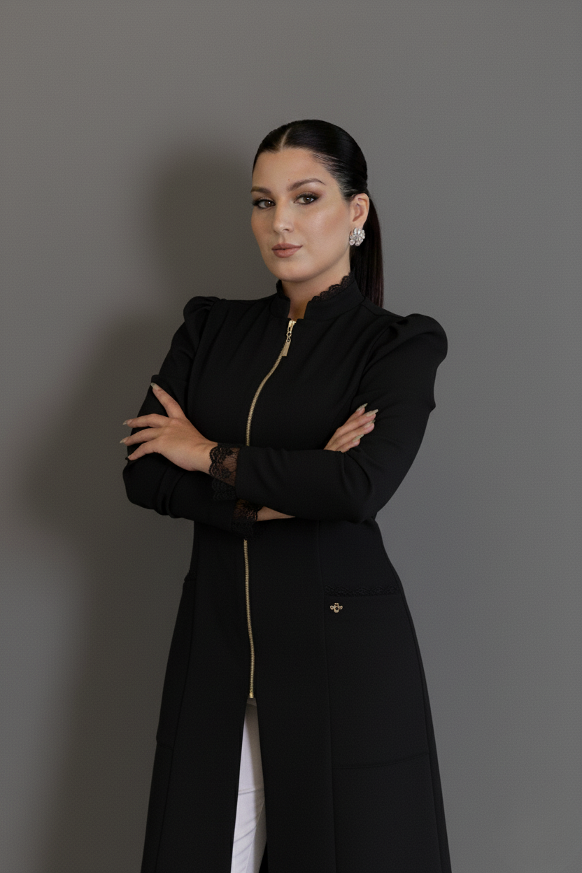 Jaleca Ellegance – Jaleco Feminino com Detalhes em Renda e Zíper Frontal