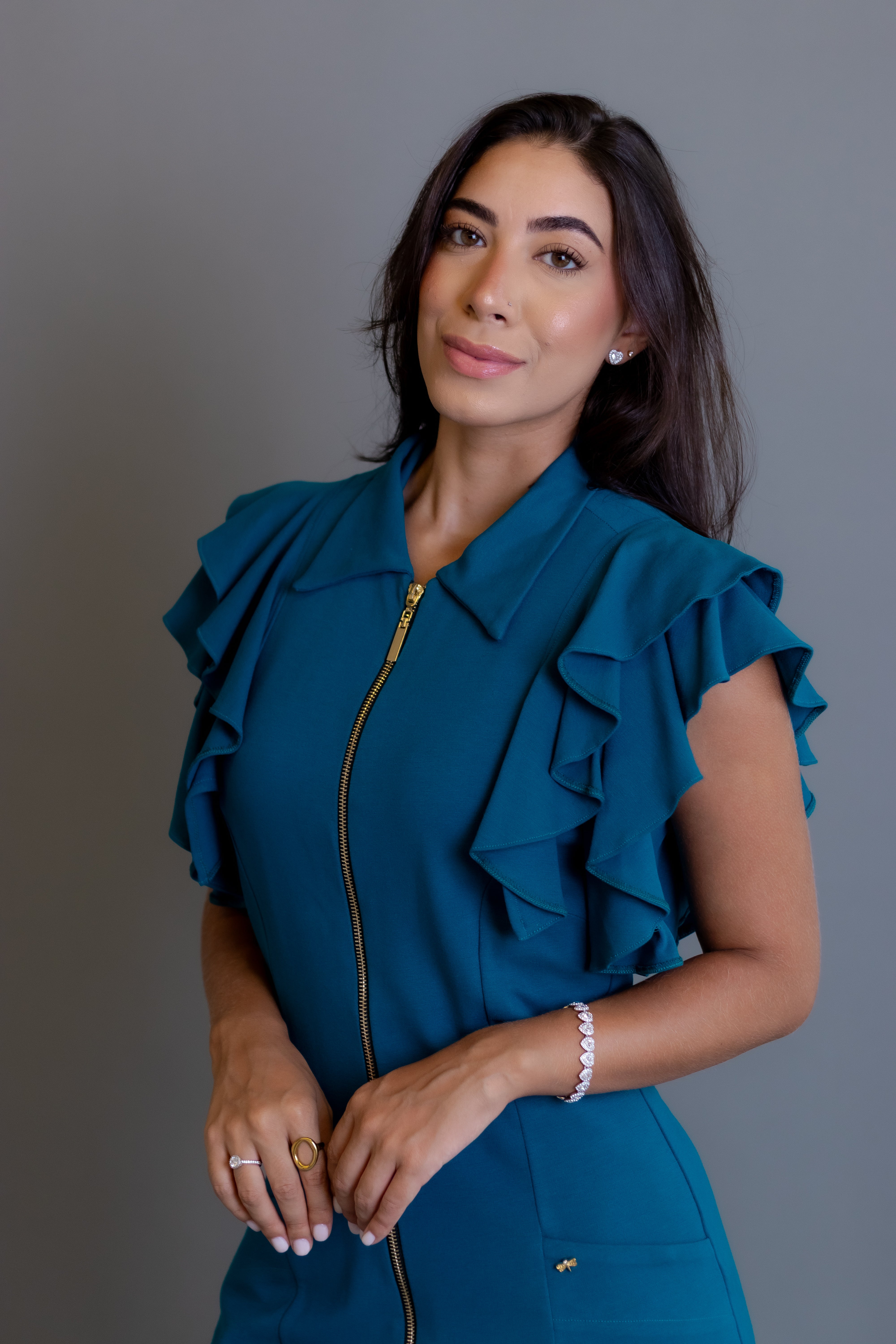Jaleca Flor Verão – Jaleco Feminino sem Mangas com Babados Elegantes