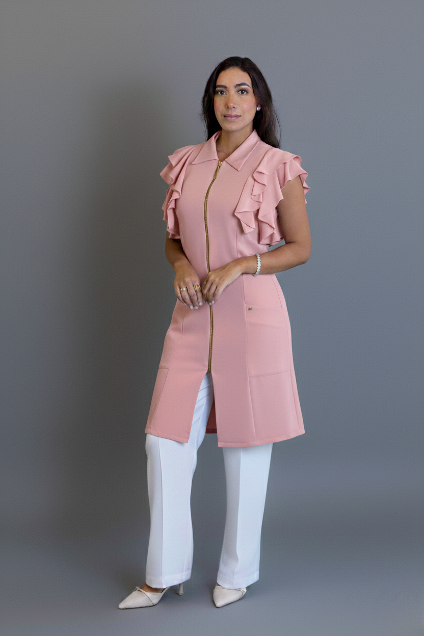 Jaleca Flor Verão rosa-claro