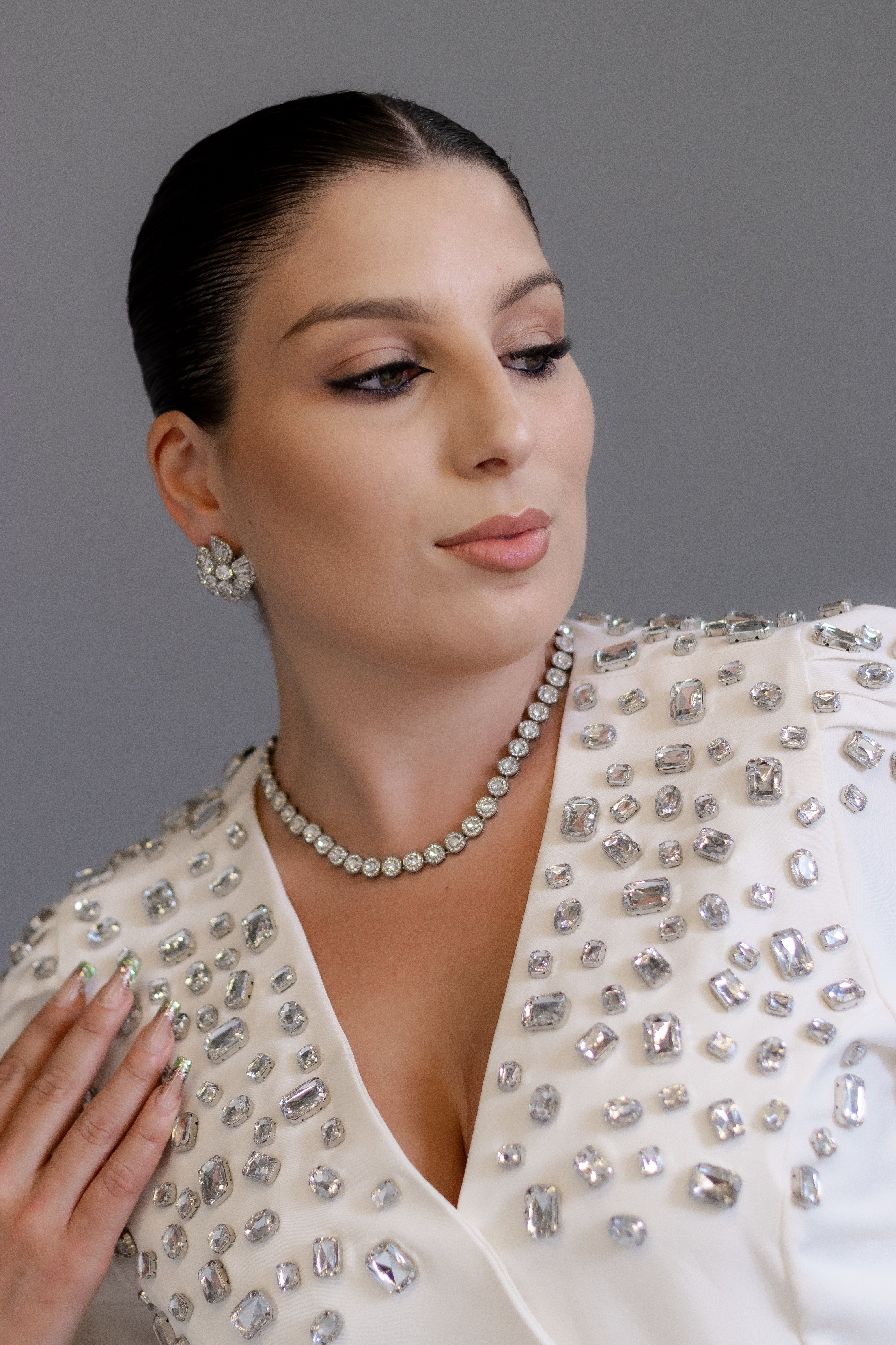 Jaleca Premium Crystal – Jaleco Feminino Branco com Aplicações Exclusivas