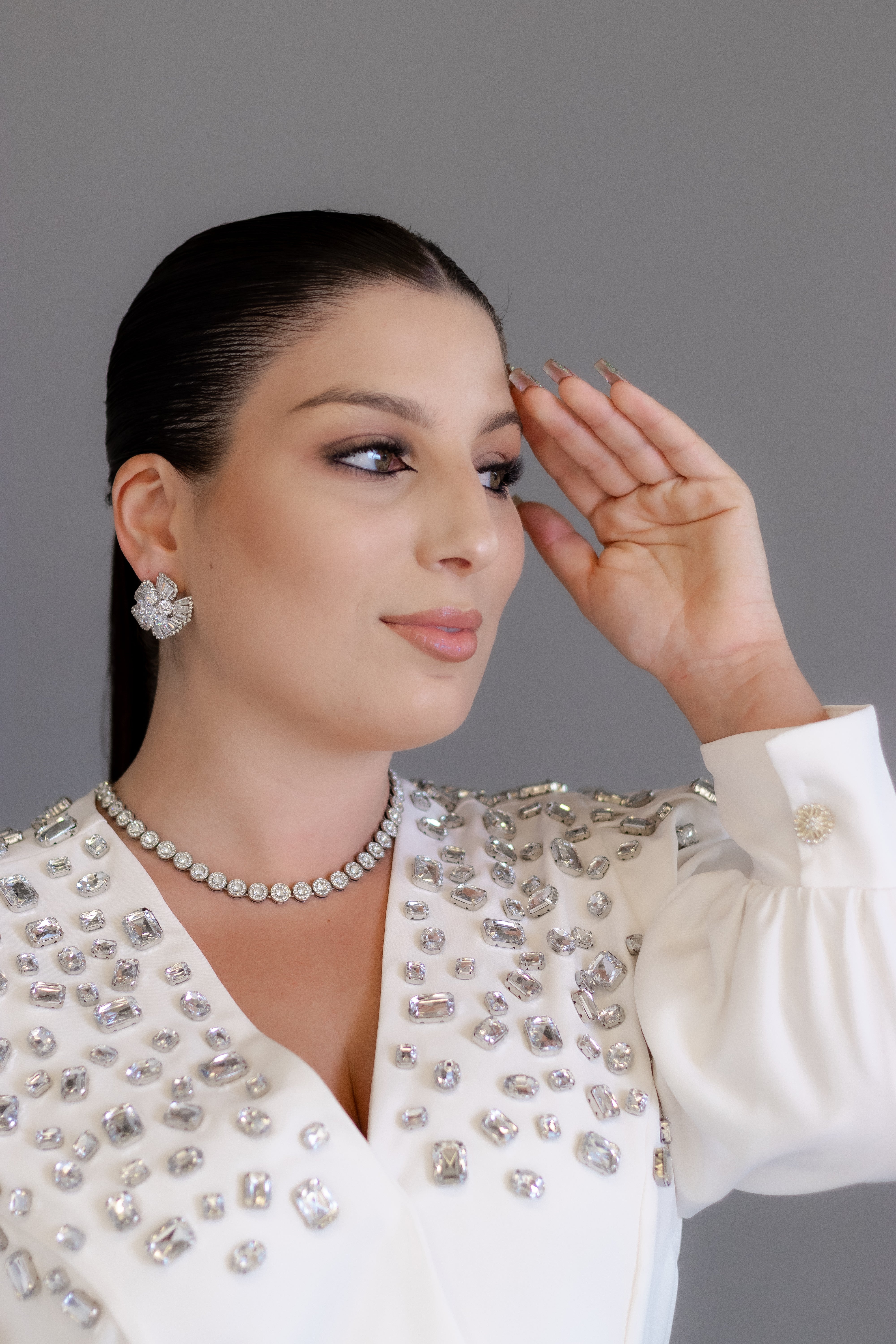Jaleca Premium Crystal – Jaleco Feminino Branco com Aplicações Exclusivas