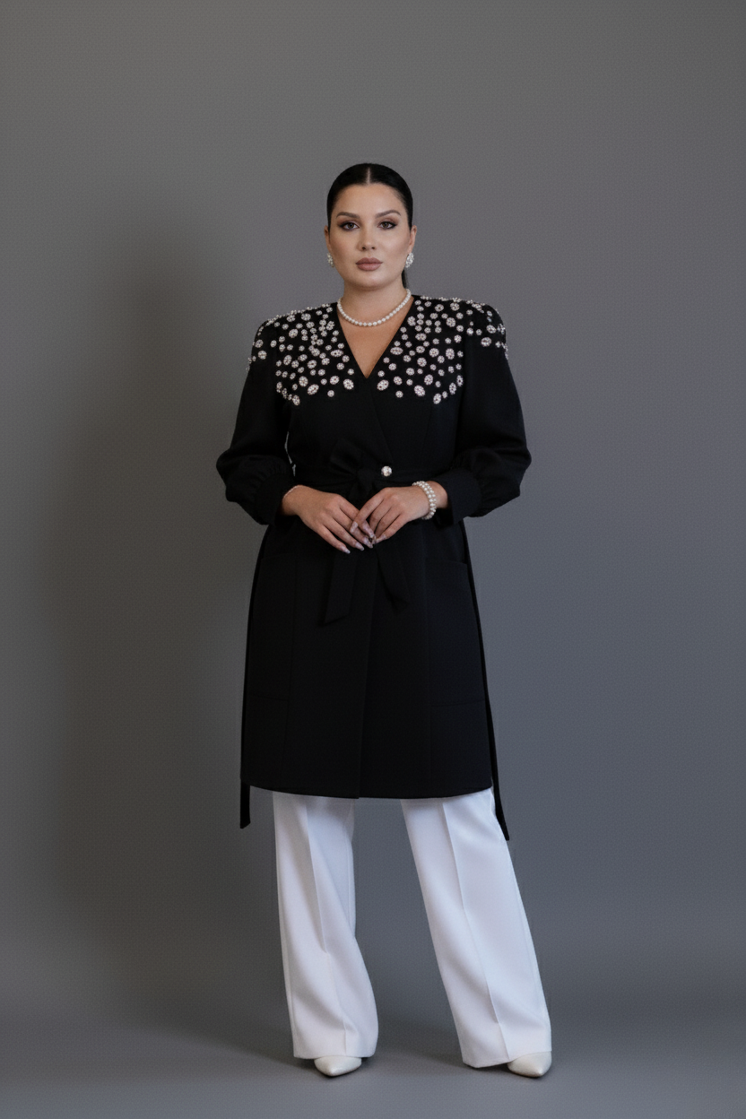 Jaleca Premium Crystal – Jaleco Feminino Branco com Aplicações Exclusivas
