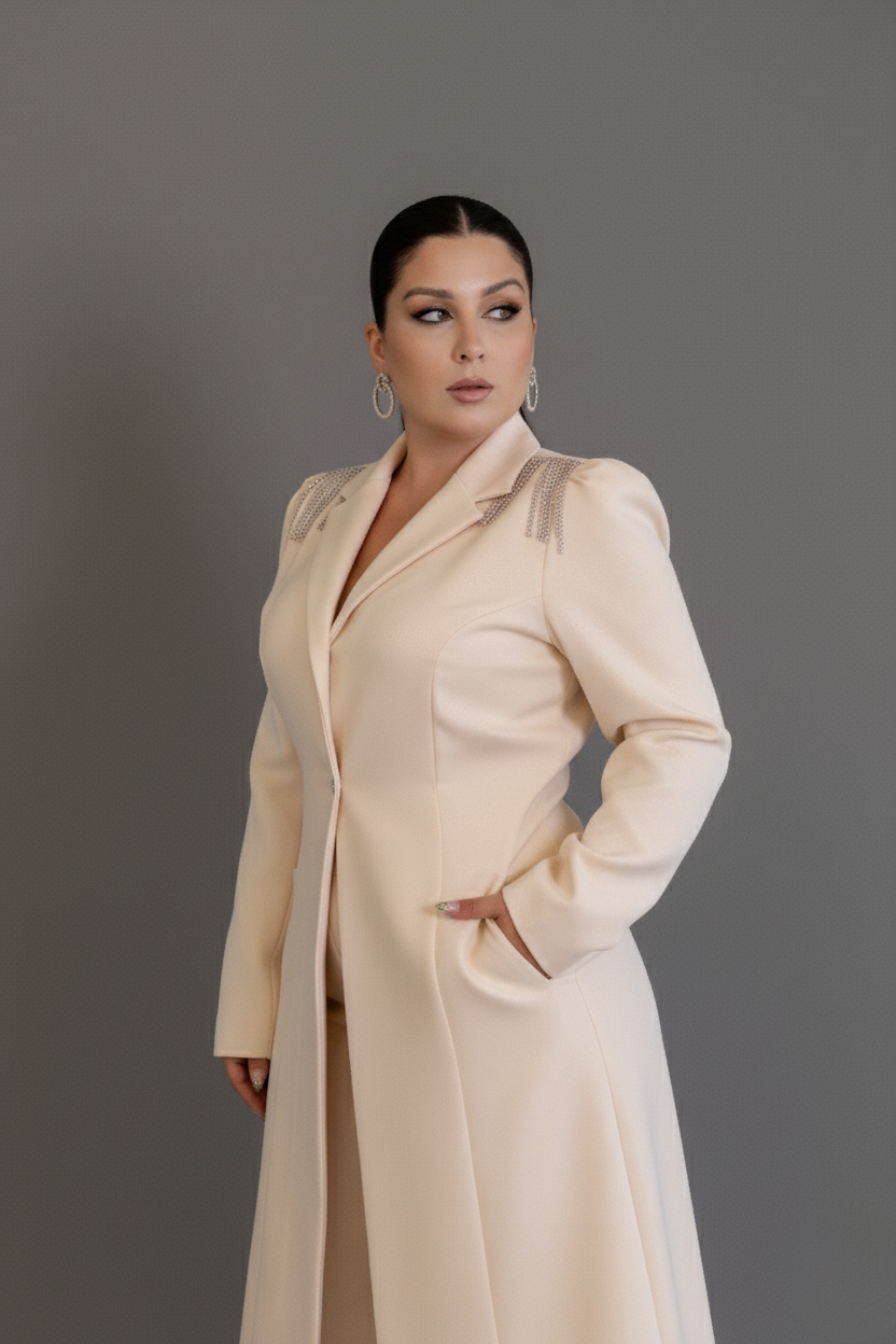 Jaleca Premium Grace – Jaleco Feminino Branco com Detalhes de Cristais