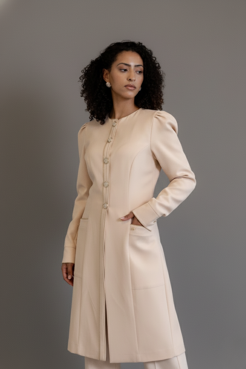 Jaleca Premium Ivory – Jaleco Feminino Branco com Botões Exclusivos