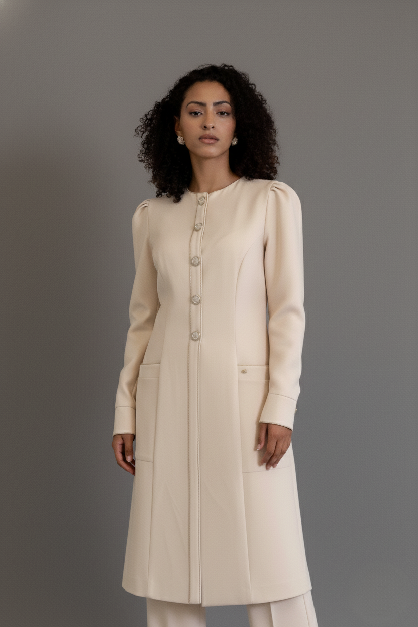 Jaleca Premium Ivory – Jaleco Feminino Branco com Botões Exclusivos