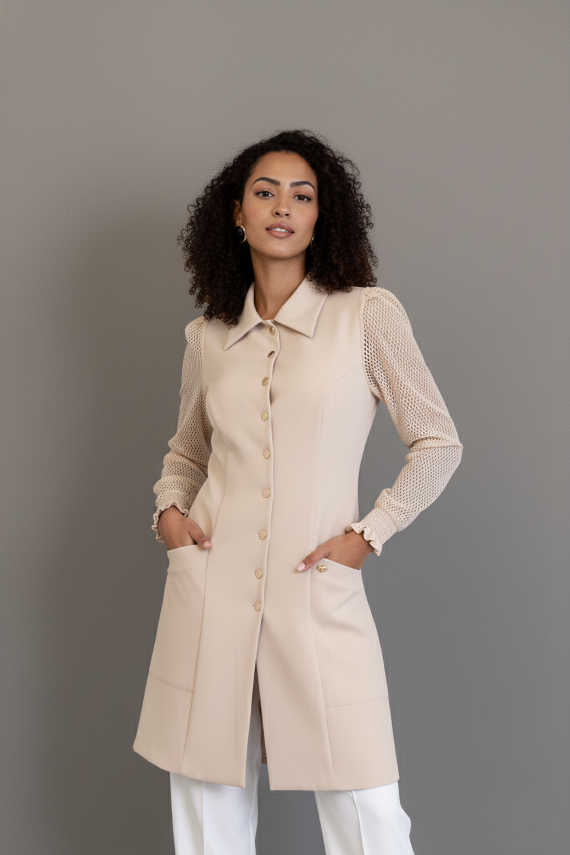 Jaleca Princess – Elegância com detalhes em renda para profissionais de destaque