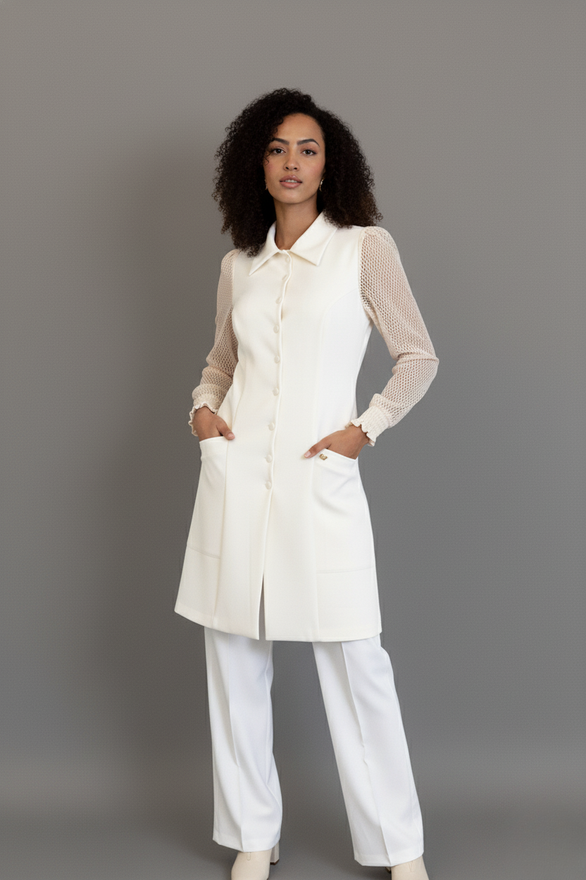 Jaleca Princess – Elegância com detalhes em renda para profissionais de destaque