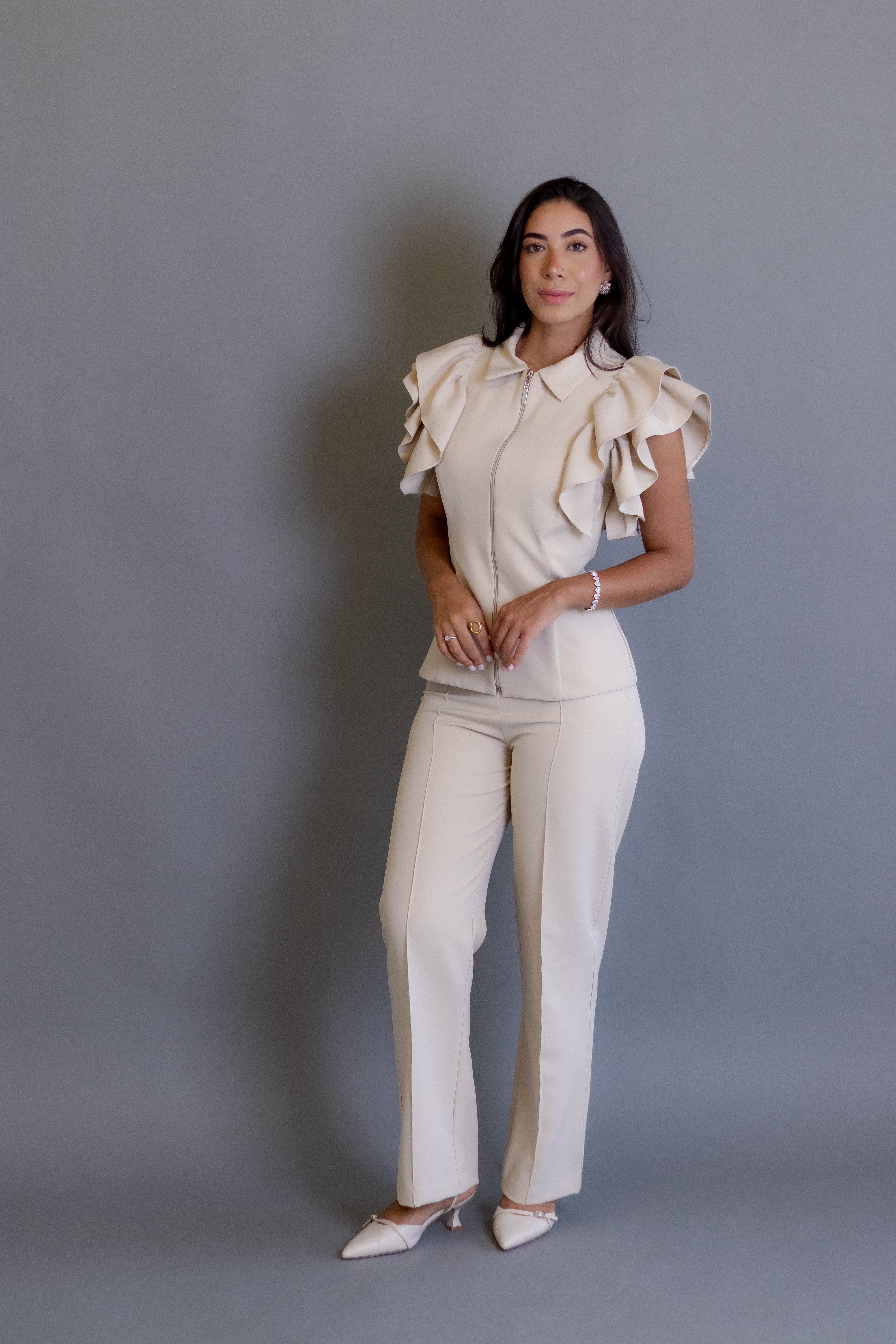 Scrub Flor bege-claro