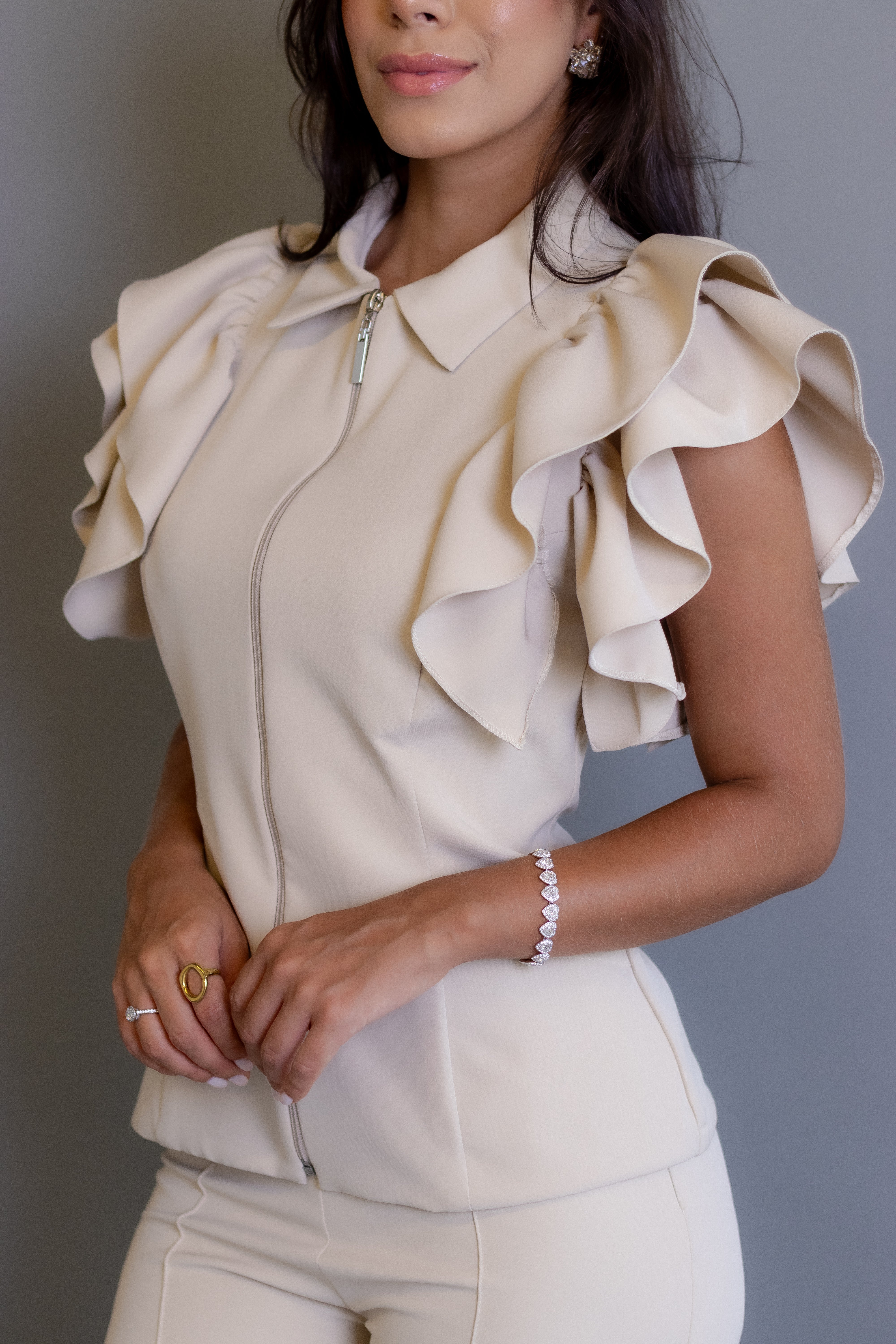 Scrub Flor bege-claro