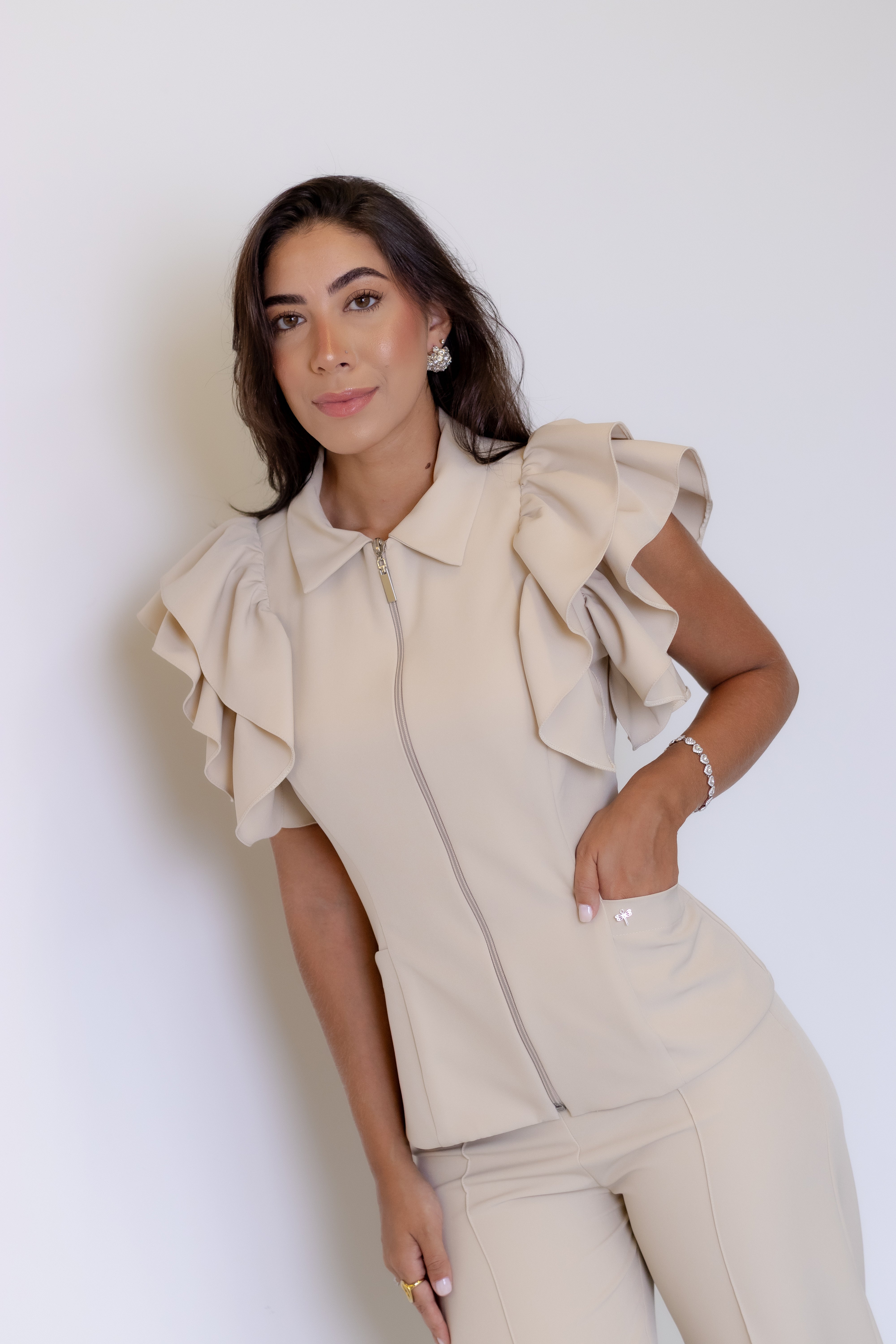 Scrub Flor bege-claro