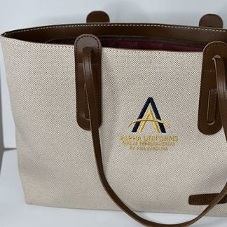 Amélie Bag – Bolsa Feminina Estruturada em Tecido com Detalhes em Couro