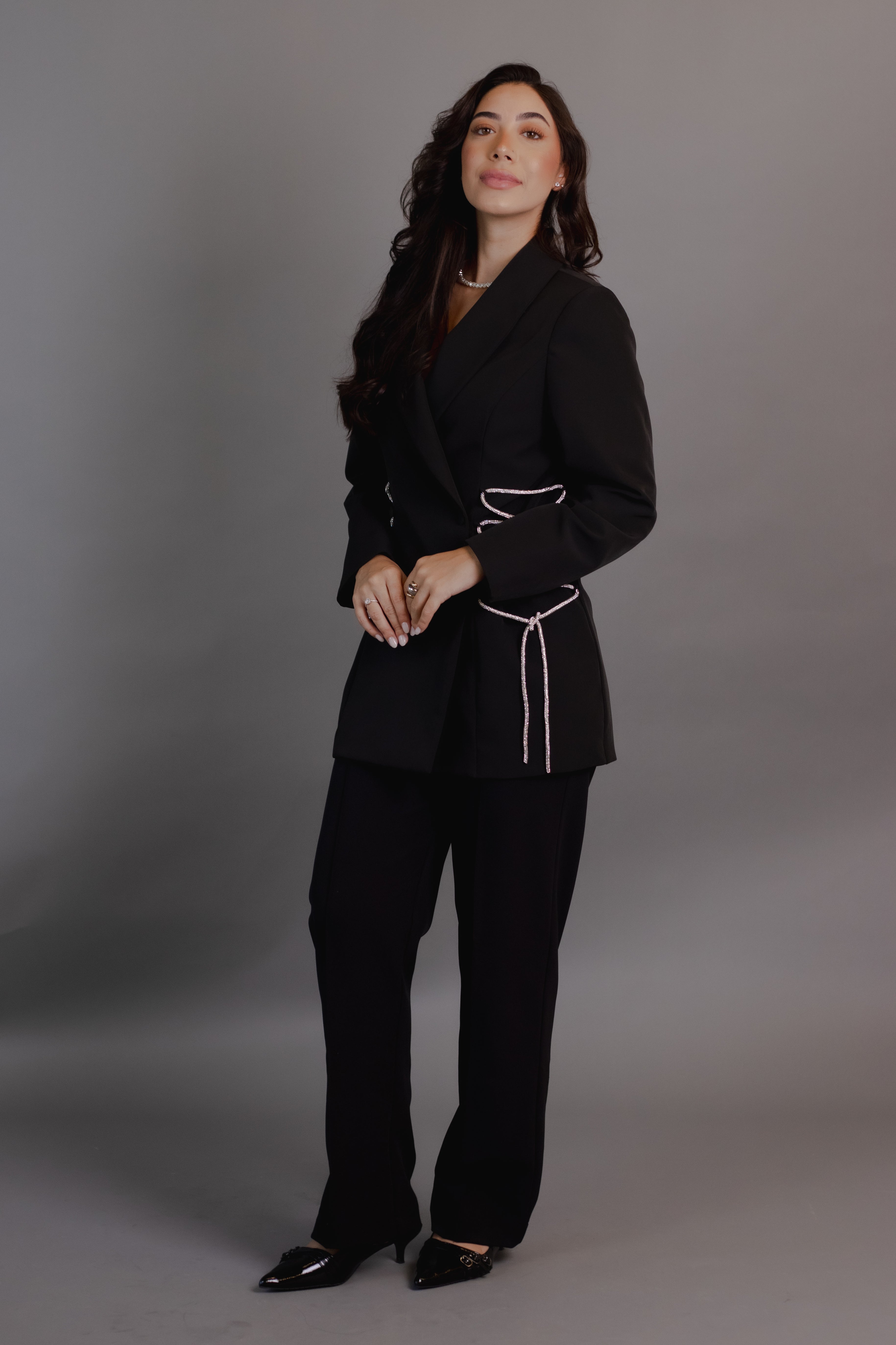 Fato Dubai  — blazer alfaiataria com brilho lateral