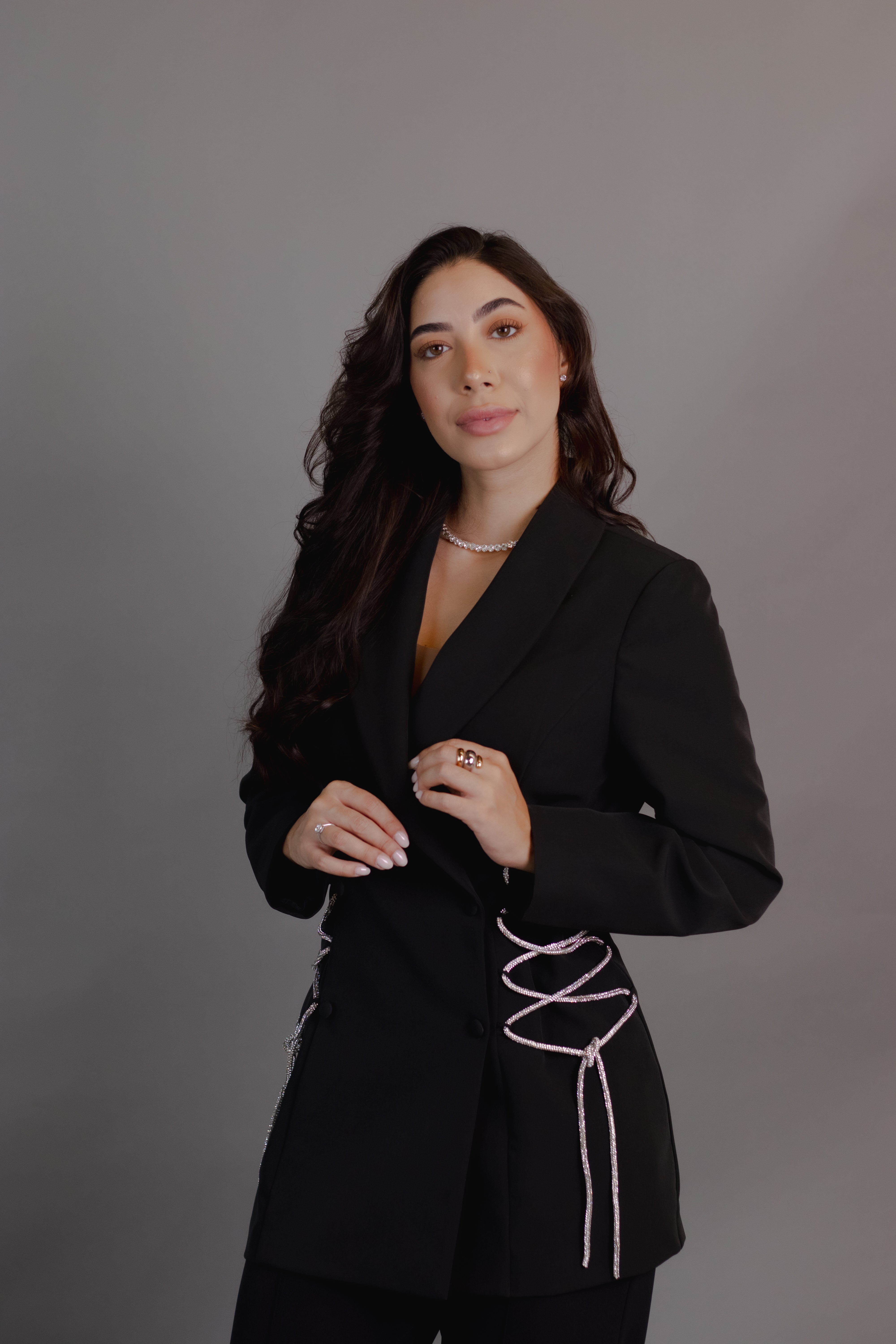 Fato Dubai  — blazer alfaiataria com brilho lateral