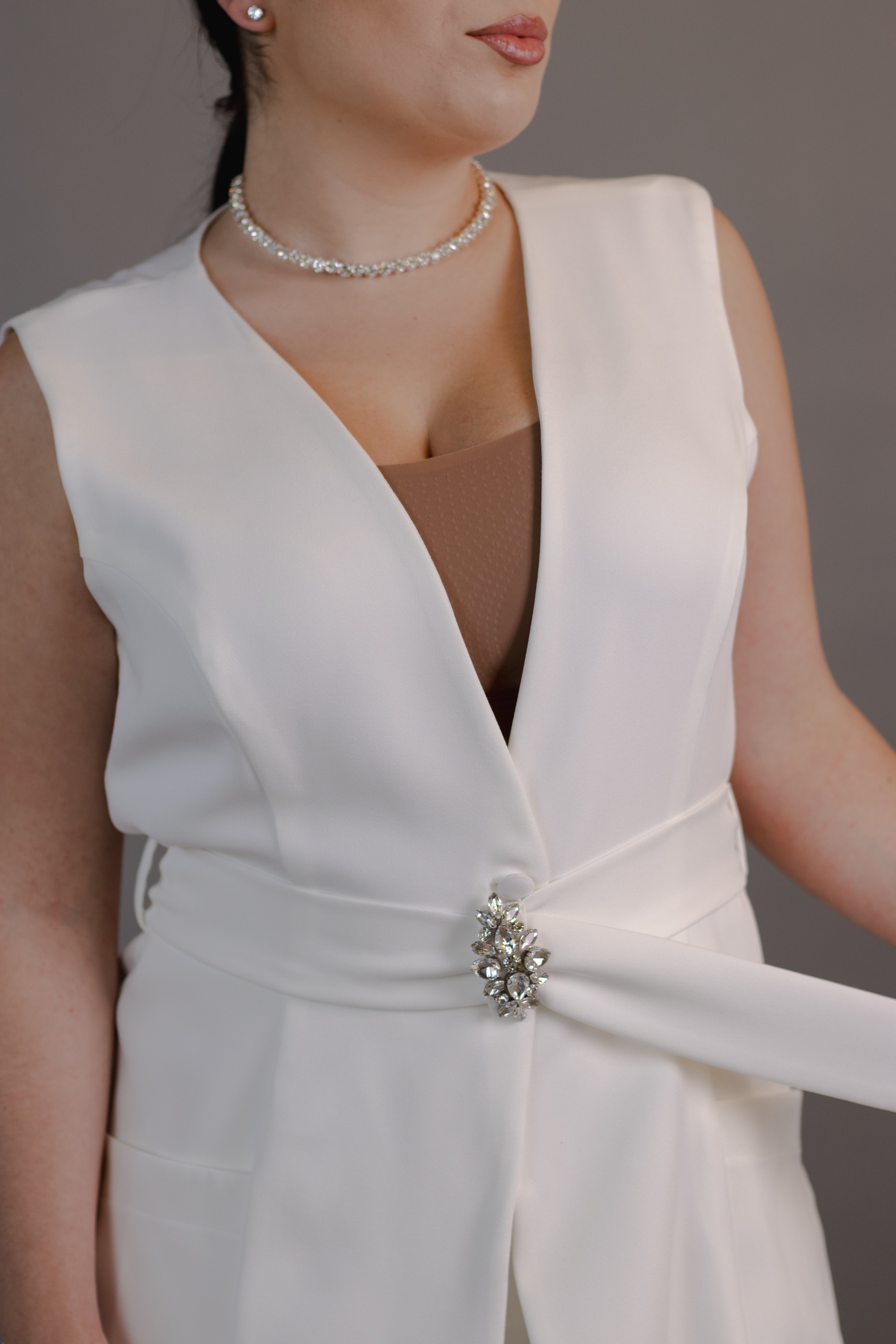 Jaleca Jessie Feminina — alongada com cinto decorado