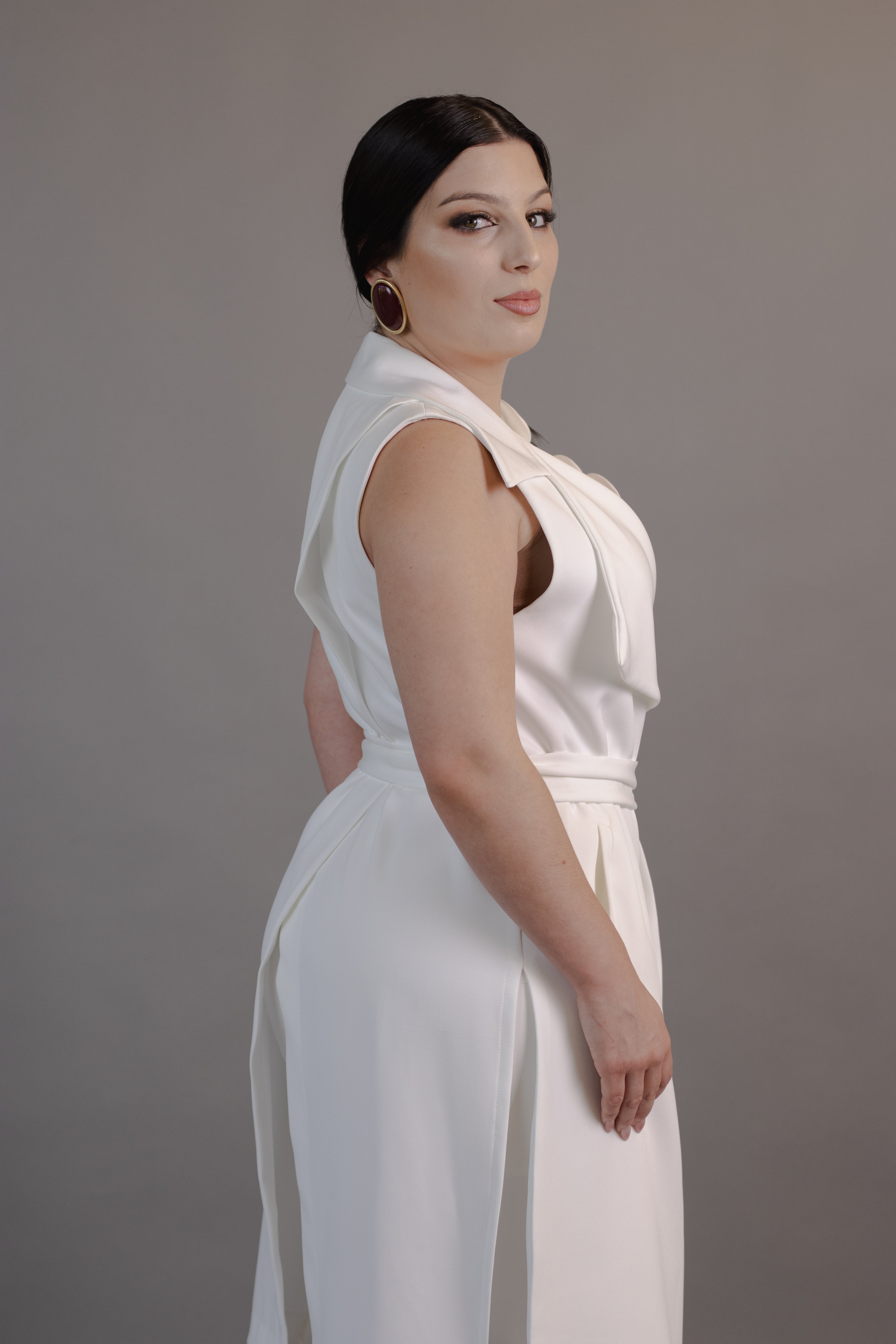 Jaleca Pérola Feminina — sem mangas com flores e cinto